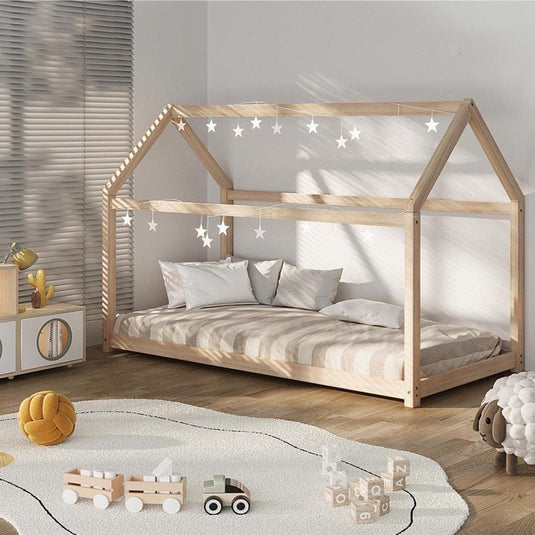 Oikiture Wooden Bed Frame Single Wooden Pine Timber Platform 1unit