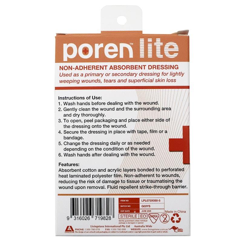 Load image into Gallery viewer, Poren-Lite Non-Adherent Absorbent Dressing Sterile 7.5 X 5cm 5Box
