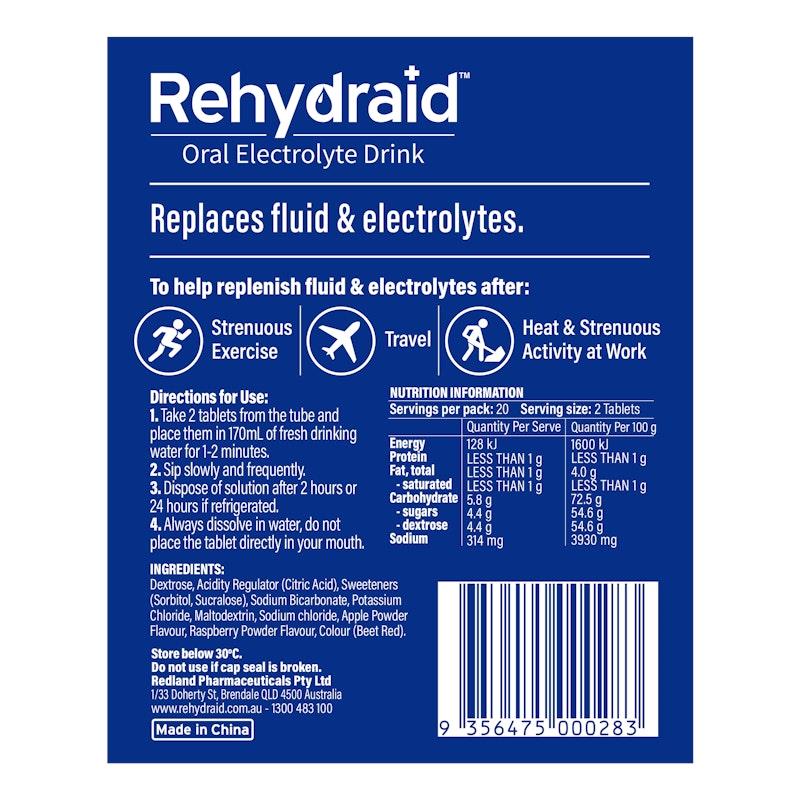 Load image into Gallery viewer, Rehydraid Electrolyte Effervescent Tablets 1Pack (40 Tablets) Apple Raspberry
