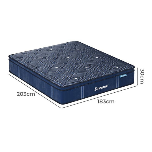 DreamZ Spring Mattress Bed Euro Top Pocket Spring Medium Firm Foam King