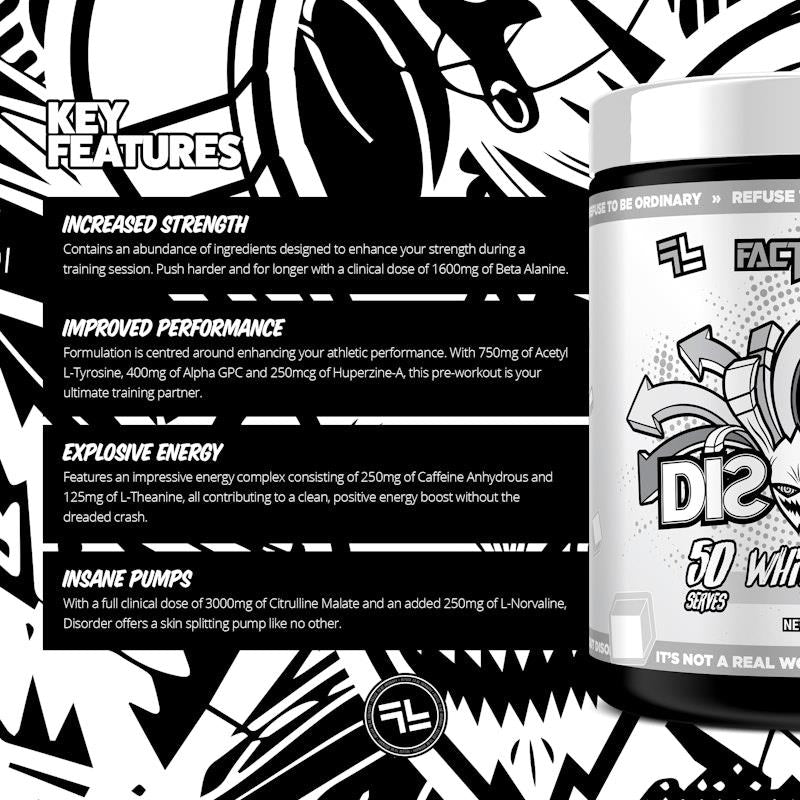 Load image into Gallery viewer, Faction Labs Disorder Original - 50 serves White Snow
