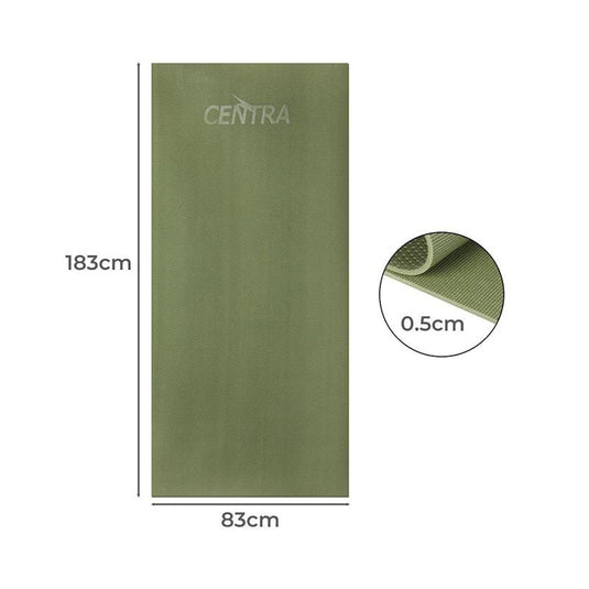 Centra Yoga Mat Non Slip 5mm Exercise Padded Fitness Sports Workout Mat - Green 1pc