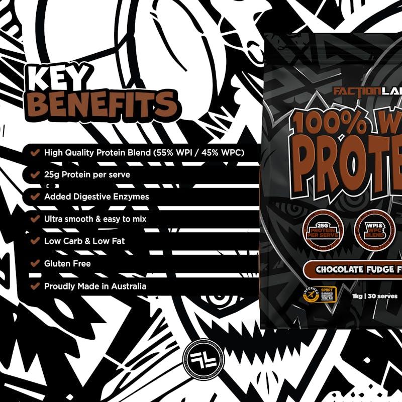 Load image into Gallery viewer, Faction Labs 100% Whey Protein - 30 serves Chocolate Fudge
