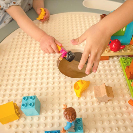 Riababy Play&Learn Activity Table Set with Adjustable Legs - Lego duplo compatible Stormy Grey