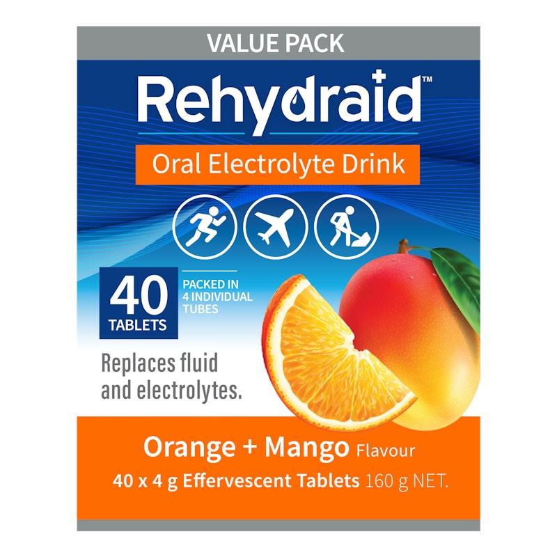 Load image into Gallery viewer, Rehydraid Electrolyte Effervescent Tablets Orange &amp; Mango 6x40 Packs
