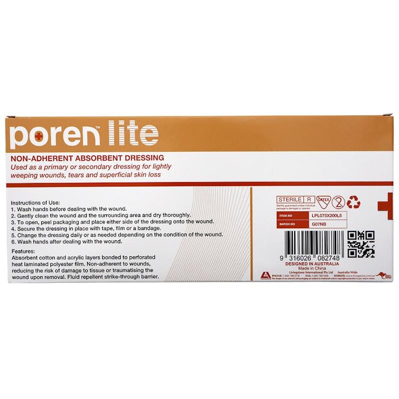 Load image into Gallery viewer, Poren-Lite Non-Adherent Absorbent Dressing Sterile 7.5 x 20cm 5Box
