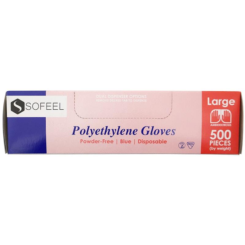 Load image into Gallery viewer, Sofeel Disposable Polyethylene Gloves Powder Free Latex Free Large Blue 500 Pieces/Box
