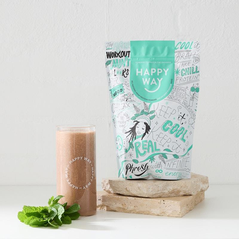 Load image into Gallery viewer, Happy Way Cacao Mint Hemp Vegan Protein Powder 500g
