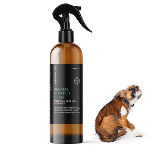 Essential Dog Dermal Scratch Spray for Dogs: Aloe Vera, Calendula & Vitamin E 250ml