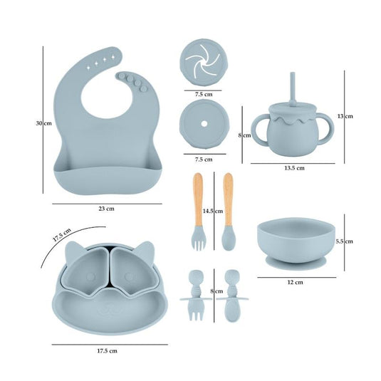 Zoe Sage Silicone Baby Feeding Set 11pc Bundle Rock Blue