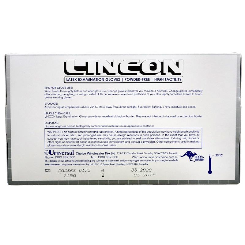 Load image into Gallery viewer, Lincon Biodegradable Latex Examination Gloves AS NZ Powder Free Small 100 Pieces/Box

