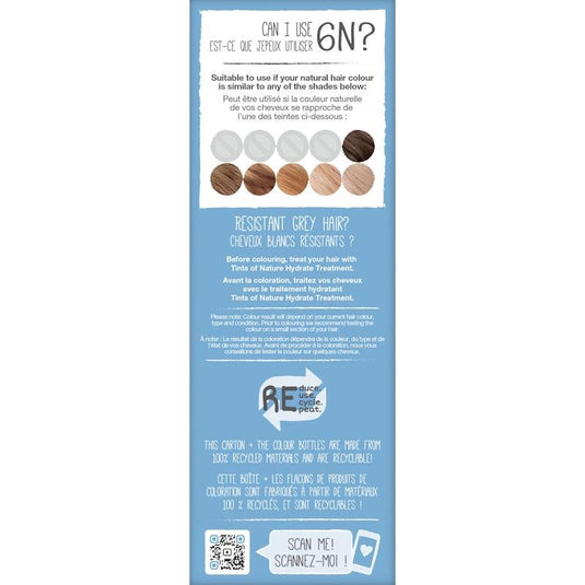 Tints of Nature 6N Natural Dark Blonde Permanent Hair Dye 130ml