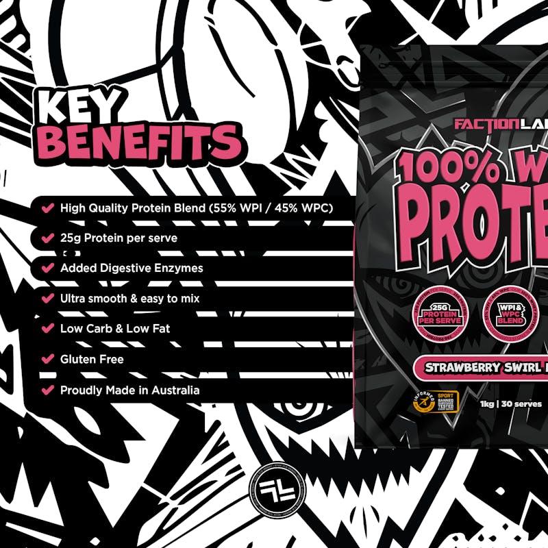 Load image into Gallery viewer, Faction Labs 100% Whey Protein - 30 serves Strawberry Swirl
