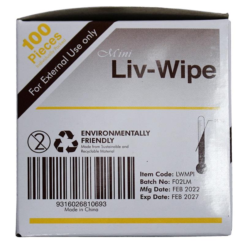 Load image into Gallery viewer, Liv-Wipe Mini 10% Povidone Iodine Wipes 55 x 50mm 100 Pieces/Box
