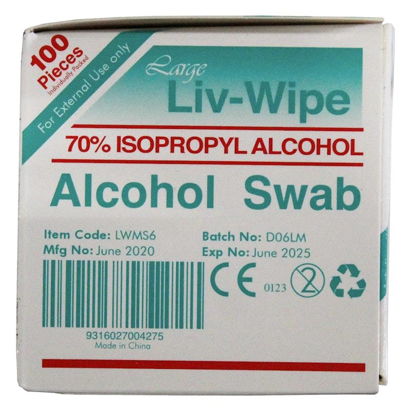 Load image into Gallery viewer, Liv-Wipe 70% Alcohol Swabs Prep Pad - Large 100 Pieces
