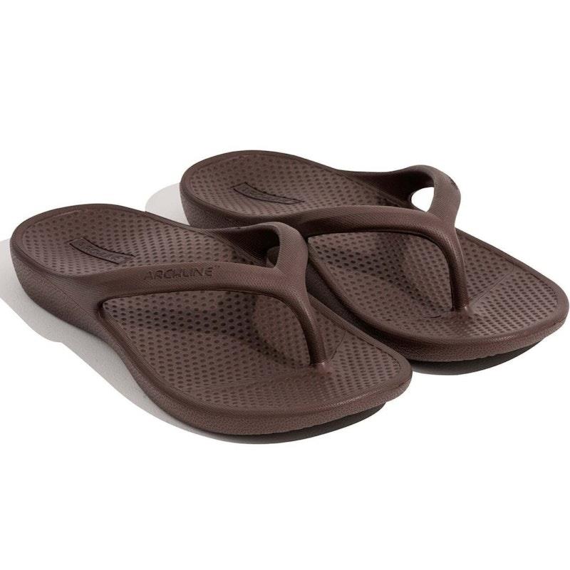 Load image into Gallery viewer, Archline Orthotic Foam Thongs Arch Support Flip Flops Orthopedic Rebound - Brown Euro Size 36
