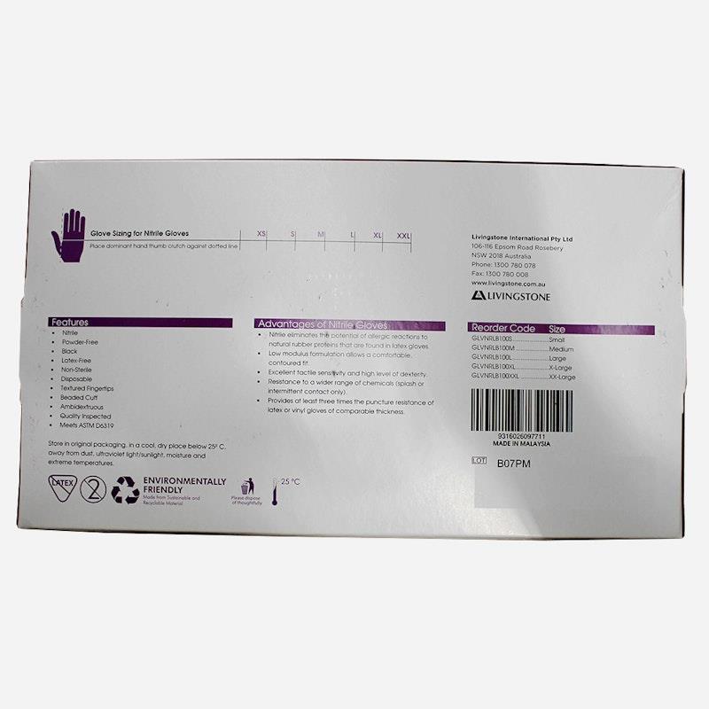 Load image into Gallery viewer, Livingstone Xtreme Thick Heavy Duty Nitrile Gloves Powder Free Black Small 100 Pieces/Box
