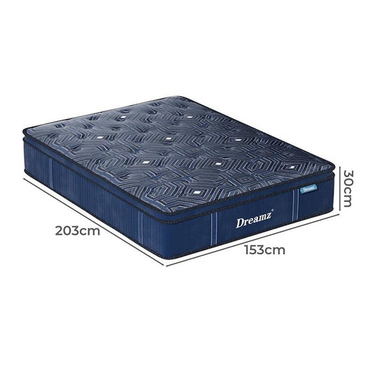 DreamZ Spring Mattress Bed Euro Top Pocket Spring Medium Firm Foam Queen