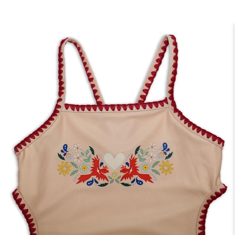 Load image into Gallery viewer, tyoub Kids Embroidered Swimsuit Vanilla Fire Bird Placement Print 4years
