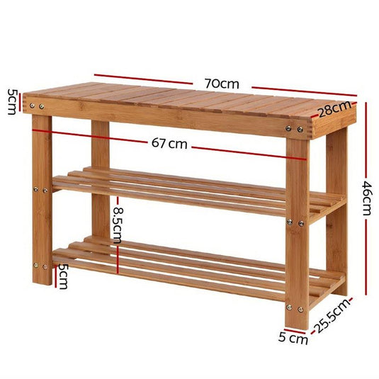 Artiss 10 Pairs Shoe Rack Shoe Bench Bamboo 1Unit
