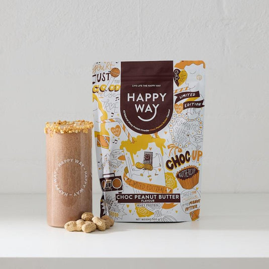 Happy Way Choc Peanut Butter Whey Protein Powder 500g