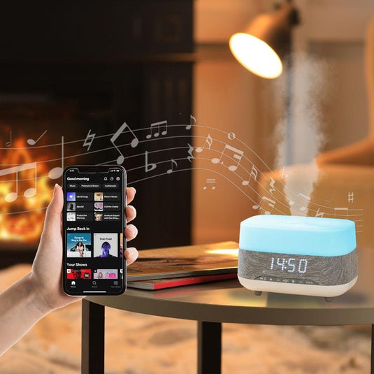 Laser Ambient Diffuser Clock Radio with Bluetooth Speaker & Light 1 Unit