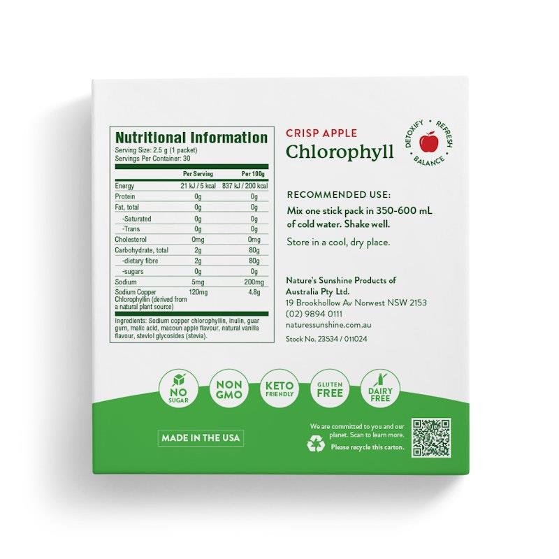 Load image into Gallery viewer, Nature's Sunshine Extra Strength Chlorophyll (30 Stick Packs) Crisp Apple
