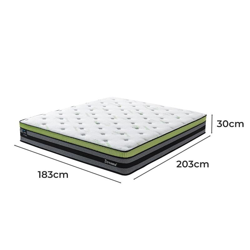 Load image into Gallery viewer, DreamZ Cooling Mattress Pocket Spring Euro Top Bed Foam 7 Zone King
