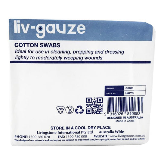 Livingstone Gauze Swabs 8 Ply Cotton Non-Sterile 8x10cm 100 Pieces/Box