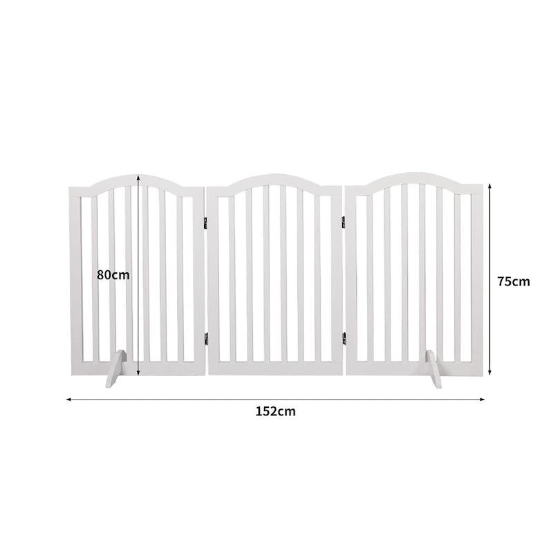 Load image into Gallery viewer, PaWz Wooden Pet Gate Dog Fence Safety Stair Barrier Security Door 3 Panels White 1Pack
