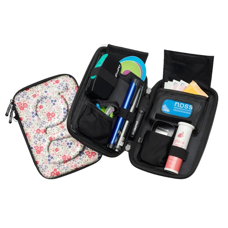 Load image into Gallery viewer, Glucology Travel Bundle Case - Classic, Floral/ 2 Pen Pouch - Floral/ 3 Sharps
