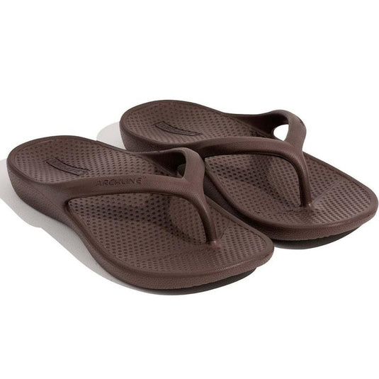 Archline Orthotic Foam Thongs Arch Support Flip Flops Orthopedic Rebound - Brown Euro Size 37