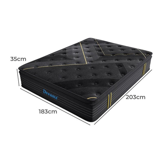 DreamZ Spring Mattress Bamboo Euro Top Bed Pocket HD Egg Foam King
