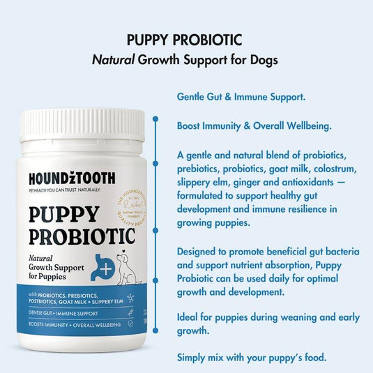 HOUNDZTOOTH Puppy Probiotic Health Supplement for Dogs 200g