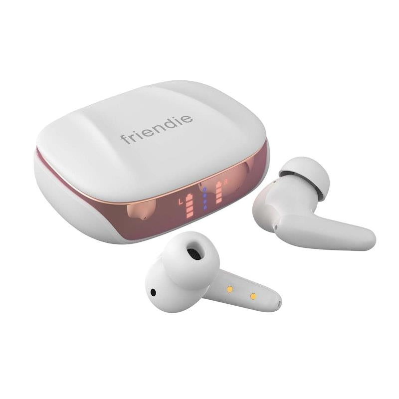 Load image into Gallery viewer, Friendie AIR Focus ANC Pearl White and Rose Gold Active Noise Cancelling Earbuds (In Ear Wireless Headphones) 1Set
