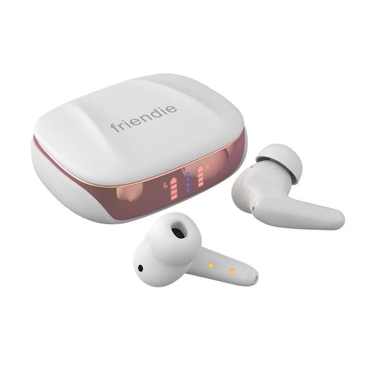 Friendie AIR Focus ANC Pearl White and Rose Gold Active Noise Cancelling Earbuds (In Ear Wireless Headphones) 1Set
