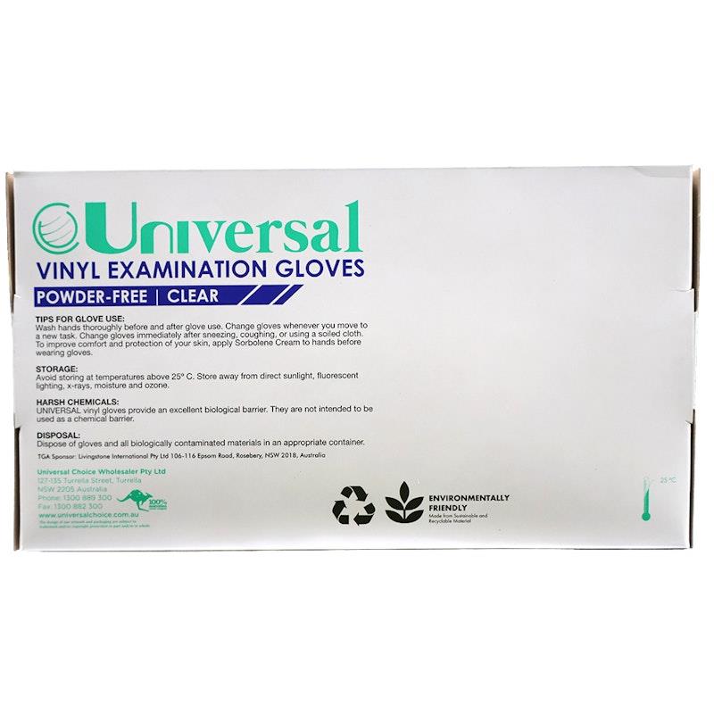 Load image into Gallery viewer, Universal Vinyl Examination Gloves ASTM Powder Free Medium 100 Pieces/Box
