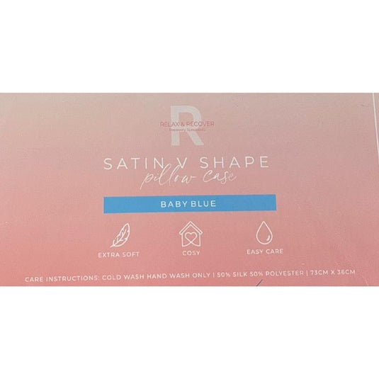 Relax and Recover Silk Satin V Shape Pillow Case Baby Blue