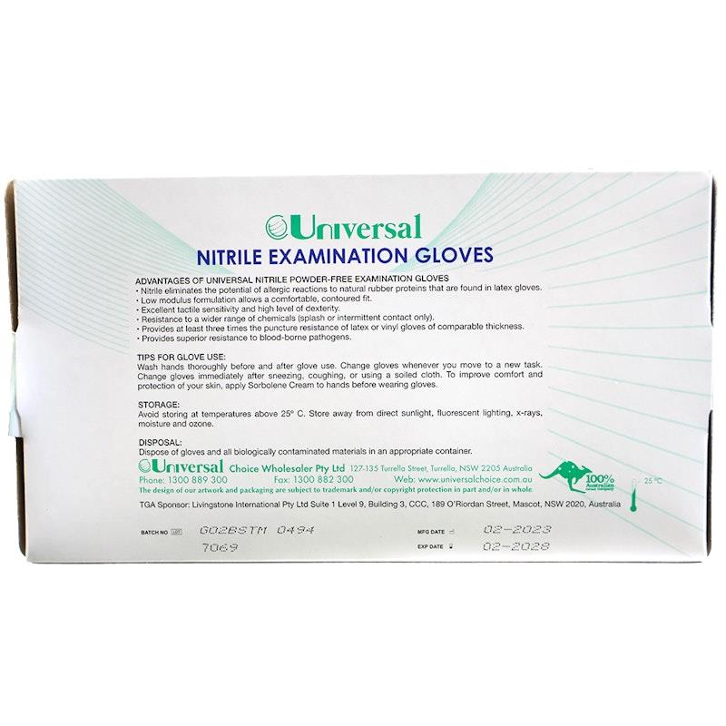 Load image into Gallery viewer, Universal Choice Nitrile Examination Gloves AS NZ Powder Free Medium 100 Pieces/Box
