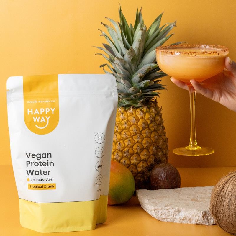 Load image into Gallery viewer, Happy Way Tropical Crush Vegan Protein Water Powder 420g
