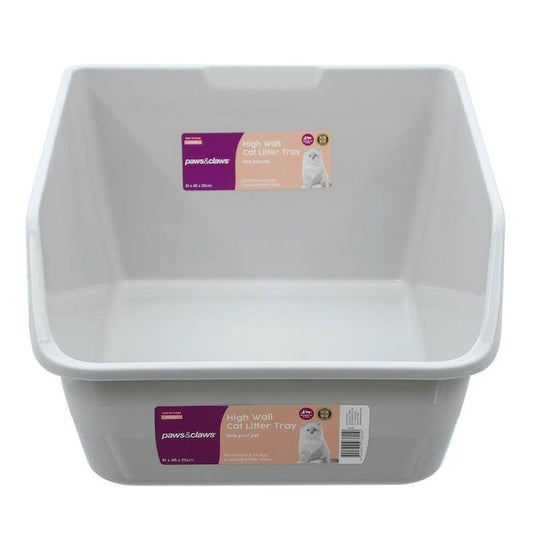 Paws & Claws High Wall Cat Litter Tray - Grey 1pc