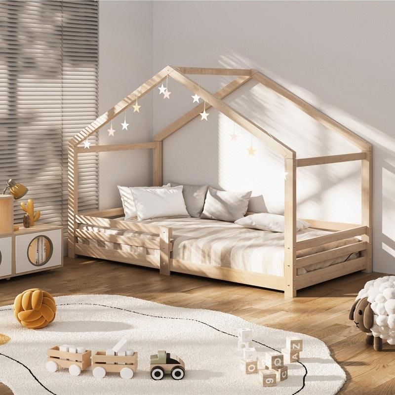 Load image into Gallery viewer, Oikiture Bed Frame Wooden Timber House Frame Single
