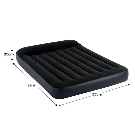 Intex Dura-Beam Classic Inflatable Airbed Mattress w/ Pillow Rest Black Full Double