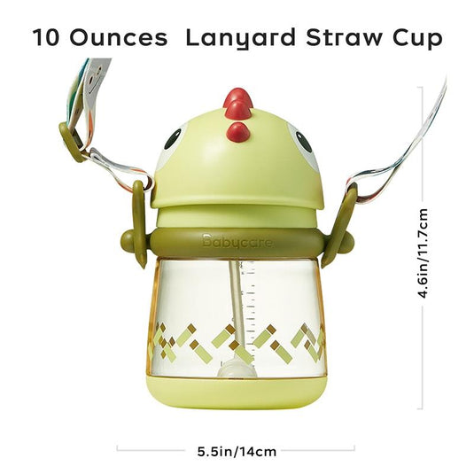 Bc Babycare T-REX TOBY Weighted Straw Sippy Cup 300ml (with Strap) Green