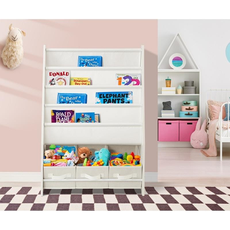 Load image into Gallery viewer, Oikiture Kids Bookshelf Toy Storage Box Organiser Display Shelf DIY Storage Rack White
