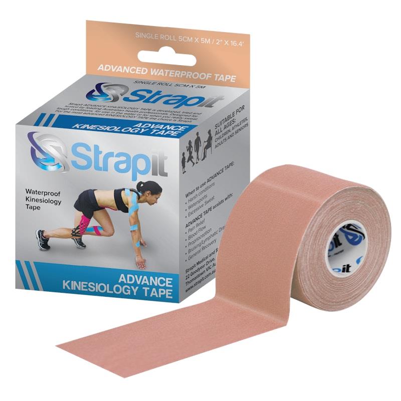 Load image into Gallery viewer, Strapit Advance Waterproof Kinesiology Tape 5cm x 5M - Tan &amp; Black 2 Pack
