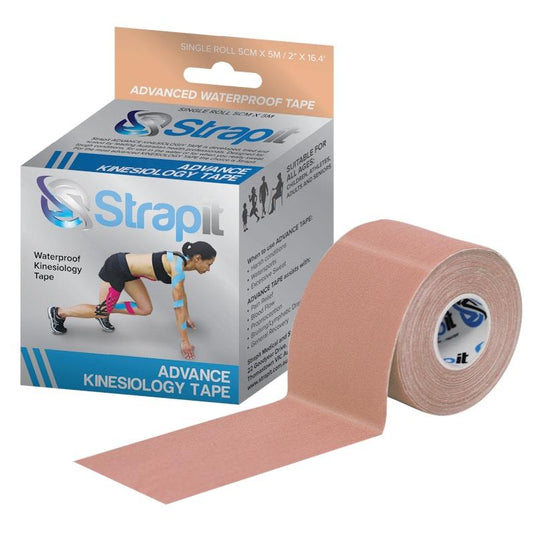 Strapit Advance Waterproof Kinesiology Tape 5cm x 5M - Tan & Black 2 Pack