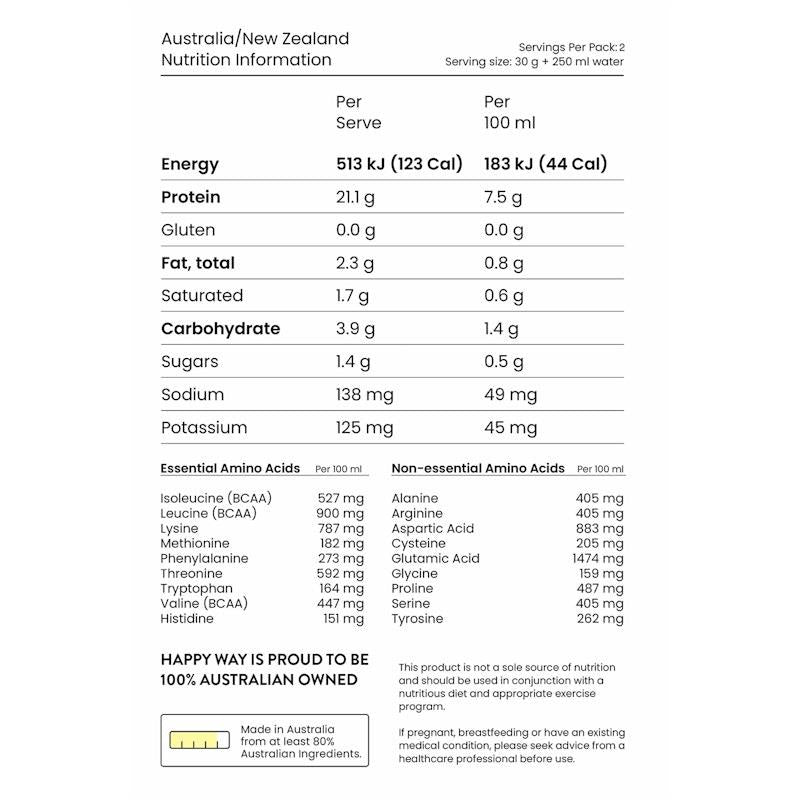 Load image into Gallery viewer, Happy Way Vanilla Whey Protein Powder Travel Packs 6x60g
