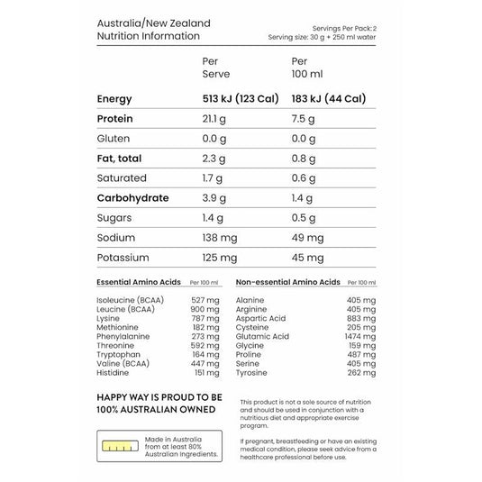 Happy Way Vanilla Whey Protein Powder Travel Packs 6x60g