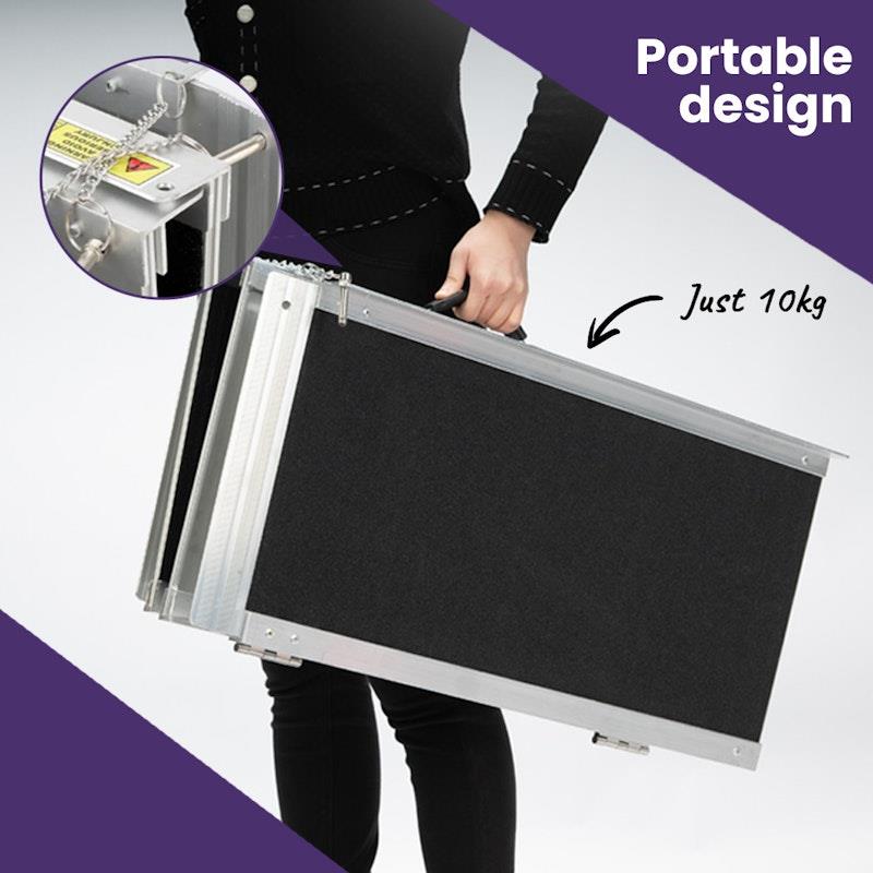 Load image into Gallery viewer, Equipmed 123cm Portable Folding Aluminium Access Ramp Black

